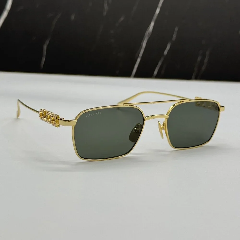 NEW GUCCI SUNGLASSES GOLD UNISEX EYEWEAR GUCCI GG1804S 001